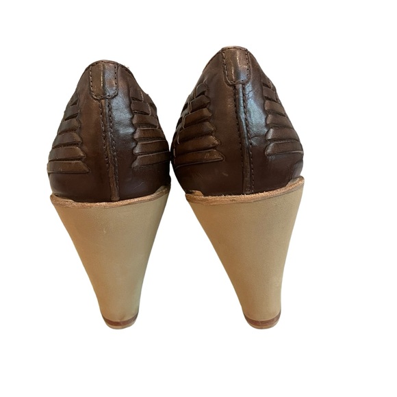 Dani Black Brown Leather Huarache Wedges, Sz 7.5 - Picture 10 of 12